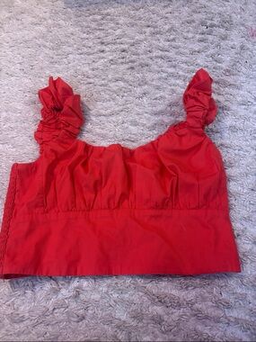 Abercrombie & Fitch Red Ruffle Strap Crop Top